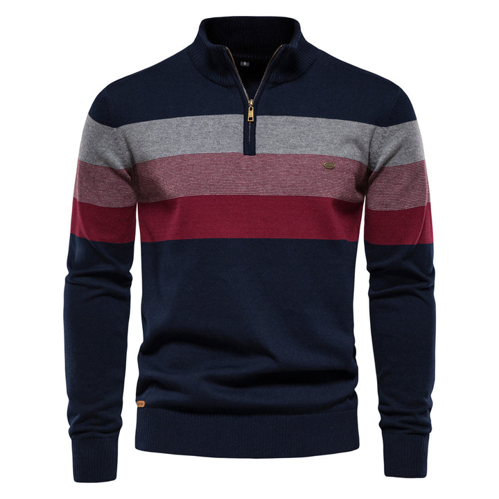 Herren Sweatpullover mit modernem Kurzreißverschluss und stilvollen Farbblockstreifen Echoarchiv