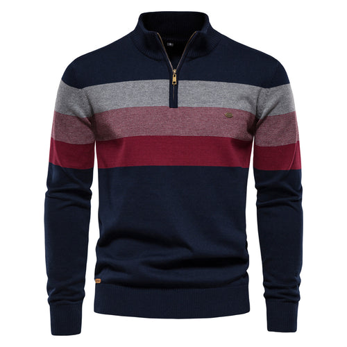 Herren Sweatpullover mit modernem Kurzreißverschluss und stilvollen Farbblockstreifen Echoarchiv