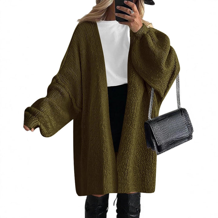 Damen Oversize Strickcardigan mit weiten Ballonärmeln und offener Front Echoarchiv