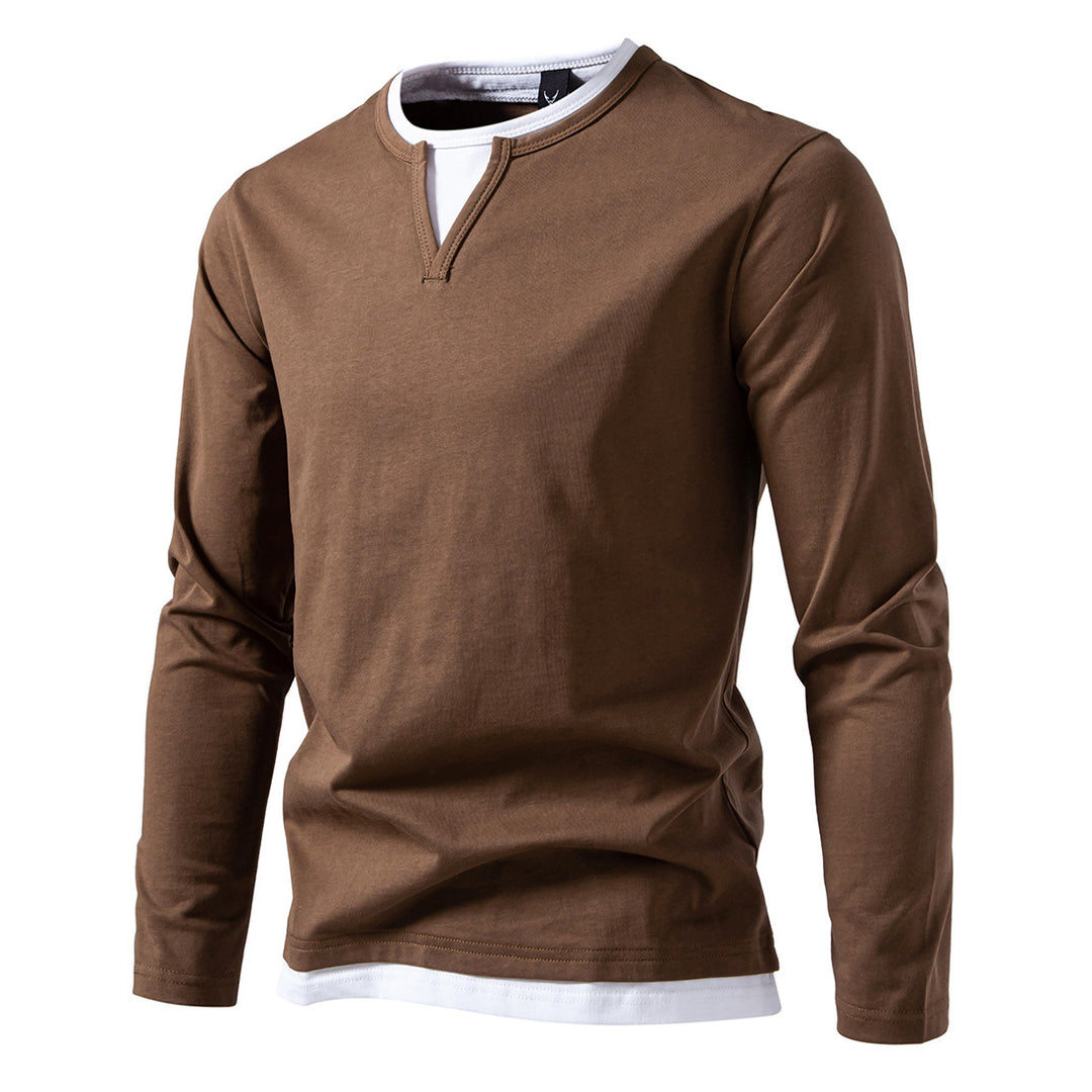 Herren Langarmshirt mit Lagen-Look und markantem Schlitzkragen Echo Archiv