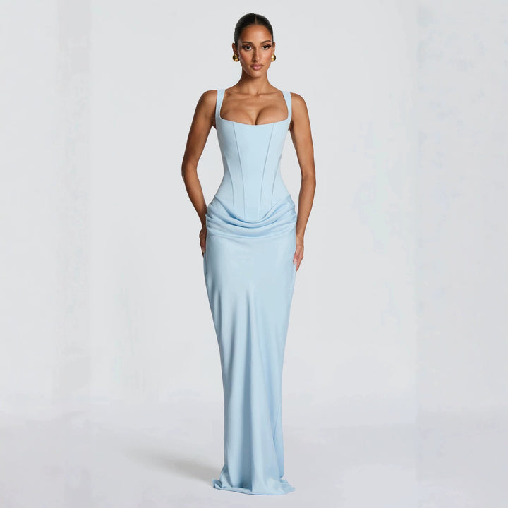 Damen Elegantes langes Etuikleid mit taillierter Silhouette und raffinierter Drapierung Echo Archiv