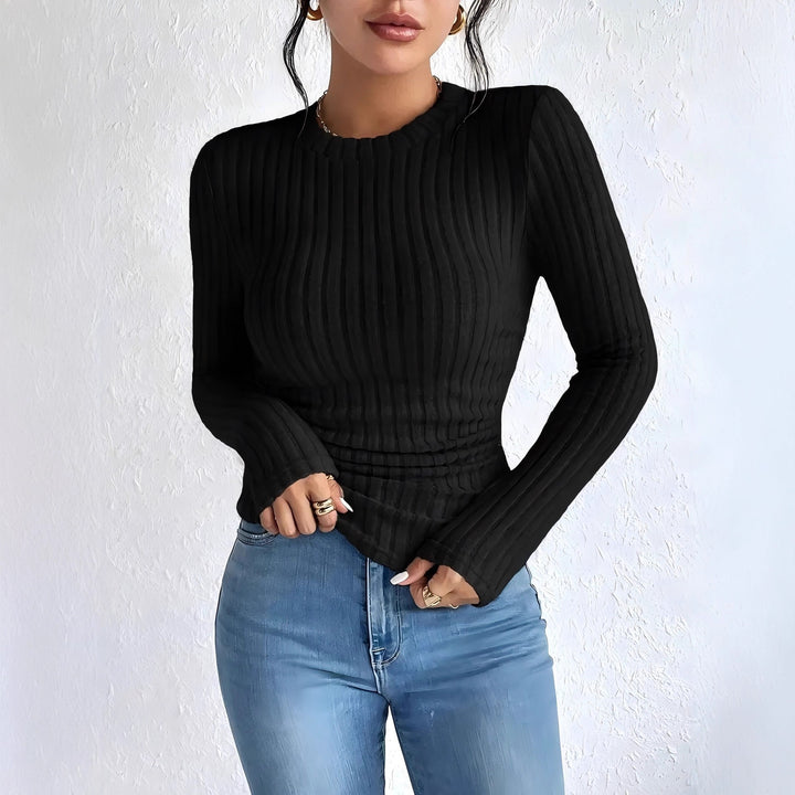 Damen Geripptes Langarmshirt mit vertikaler Plissee‑Optik und taillierter Passform Echo Archiv