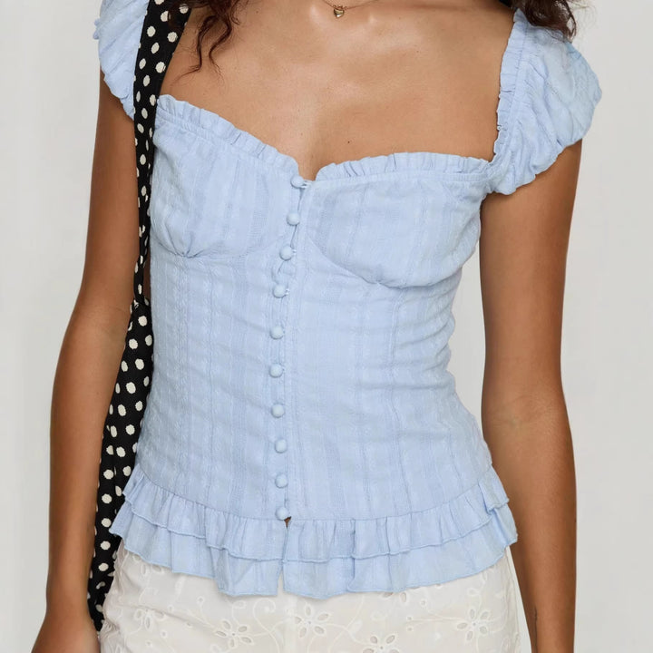 Damen Raffinierte Camisole mit Rüschendetails und durchgehender Knopfleiste Echo Archiv