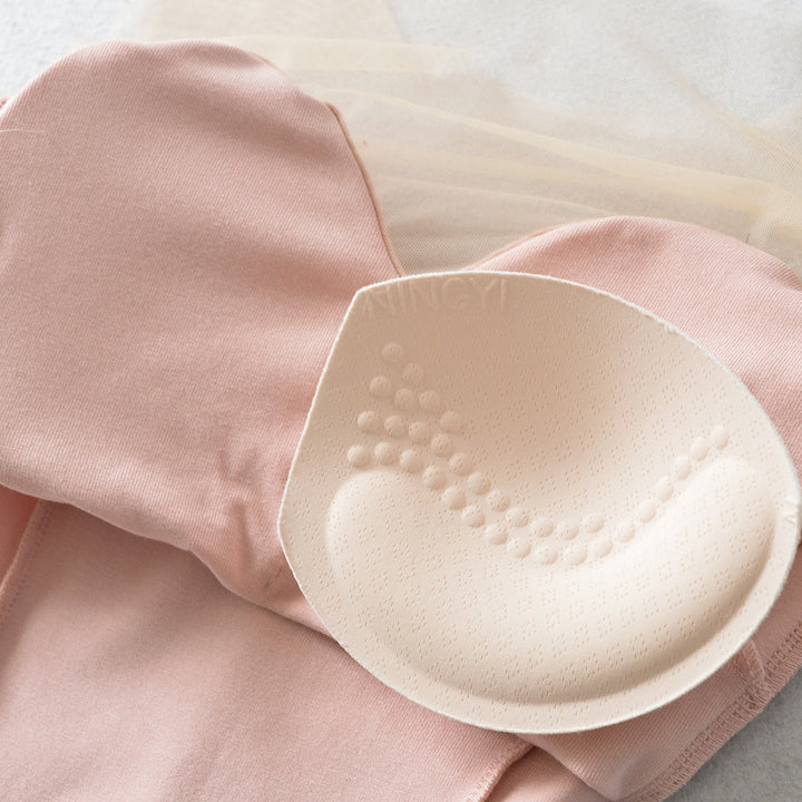 Damen Zweiteiliges Feinstrick-Top-Set mit Mesh-Einsatz und offenem Cardigan Echoarchiv