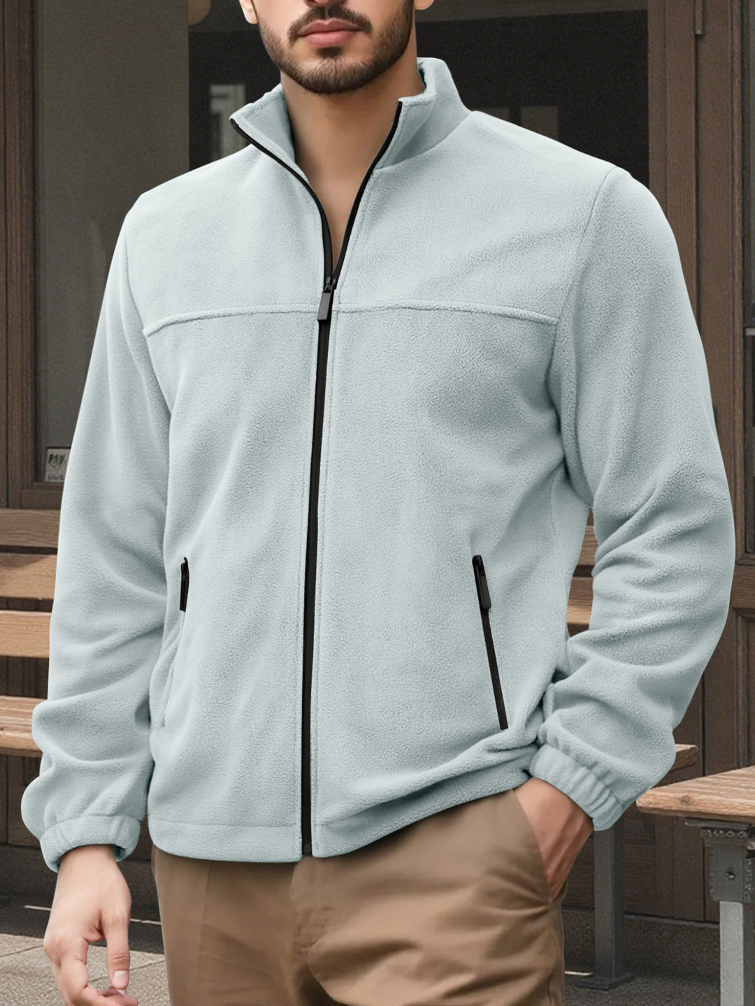 Herren Fleecejacke mit hohem Kragen Echoarchiv