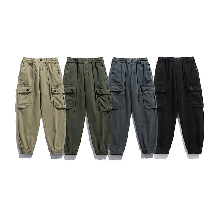 Herren Weiche Baumwoll-Utility-Cargohose im Joggerstil mit elastischem Bund und großvolumigen Klappentaschen Echo Archiv