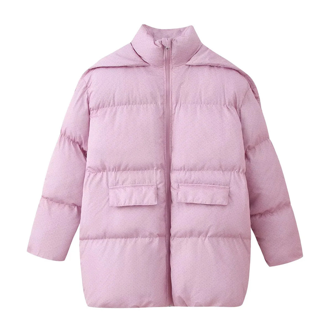 Damen gefütterter Oversize Steppmantel mit Kapuze, Thermowattierung und Pattentaschen – Montévia