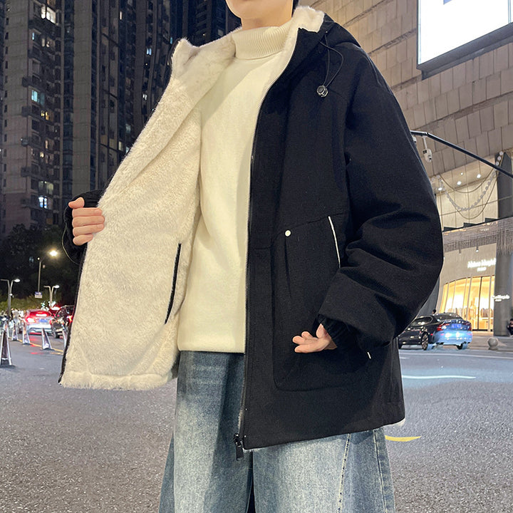 Herren Oversize Kapuzenjacke mit Teddyfutter, Zwei-Wege-Reißverschluss und Utility-Taschen Echo Archiv
