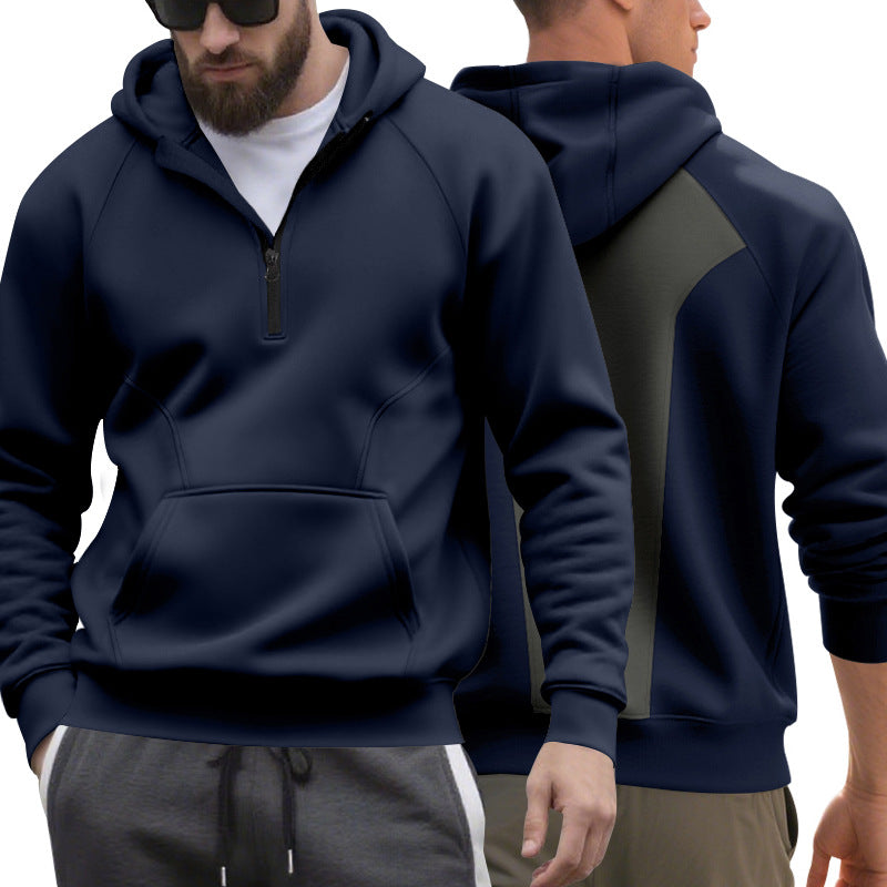 Herren nan Halbzip-Kapuzenpullover im minimalistischen Softshell-Look mit Kängurutasche und Raglanärmeln Echo Archiv