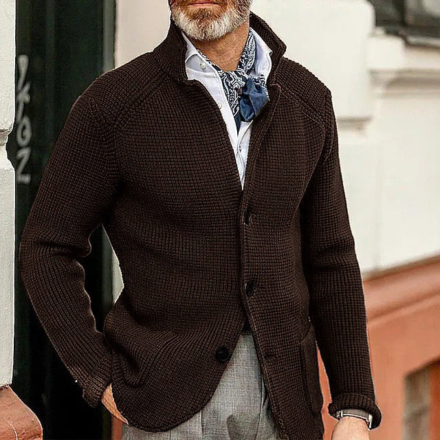 Herren Strickjacke mit Stehkragen und Strukturstrick Echo Archiv