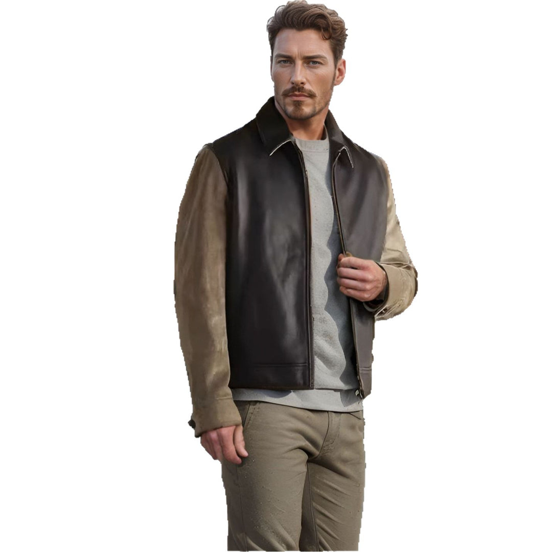 Herren modische Hybridjacke aus Leder und Cord Echoarchiv