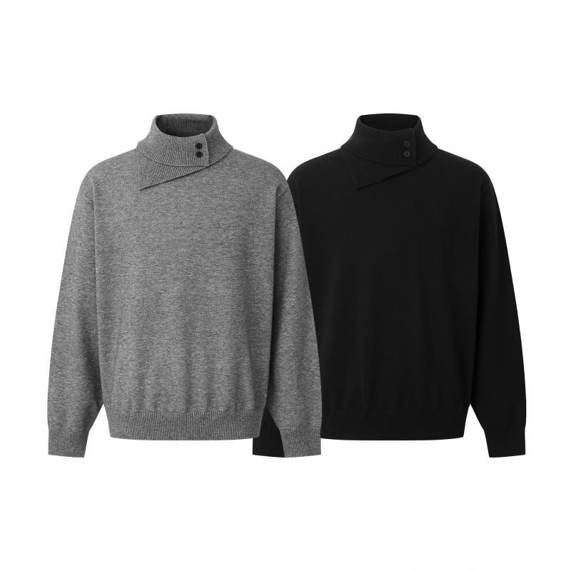 Unisex Boxy-Troyer mit asymmetrischem Schlauchkragen und Druckknopfleiste Echo Archiv