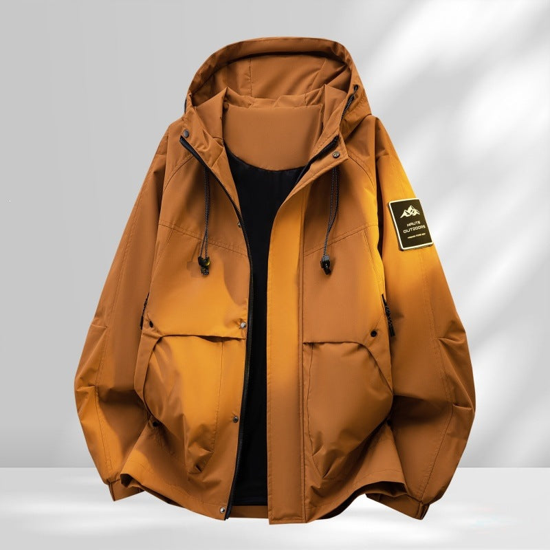Herren Oversize-Utility-Outdoorjacke mit Kapuze, wattierter Innenlage & Multifunktionstaschen Echoarchiv