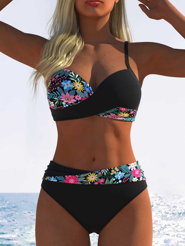 Damen Bikini-Set mit floralem Wickelmuster und bequemen High-Waist-Höschen Echo Archiv
