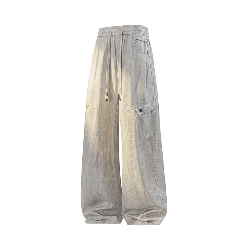 Damen Weite Leinenoptik-Cargohose mit Tunnelzugbund und großen Klapptaschen Echo Archiv