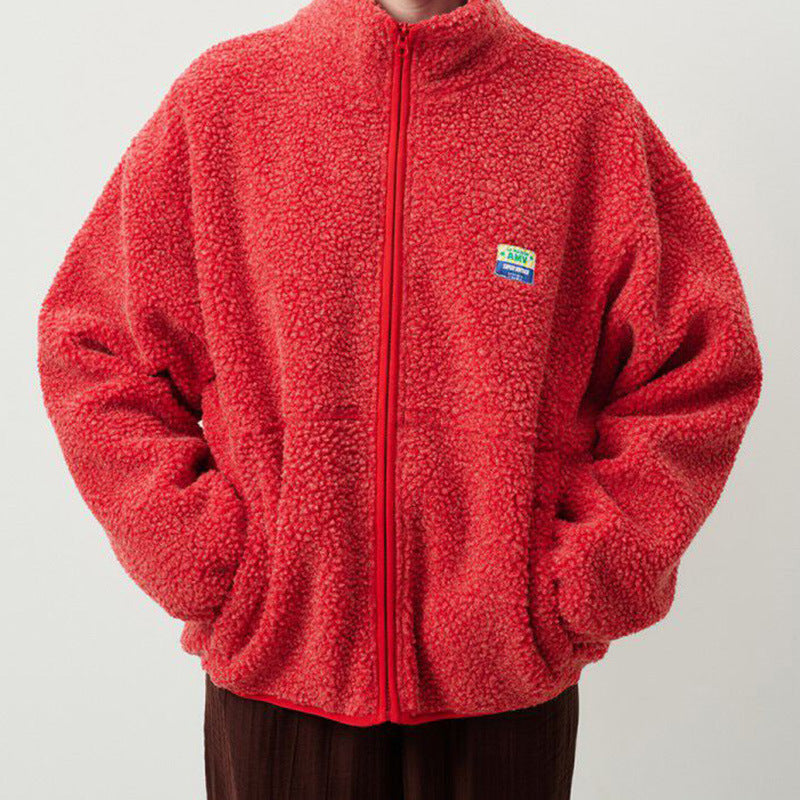 Damen Plüschjacke mit hohem Kragen und seitlichen Taschen Echoarchiv