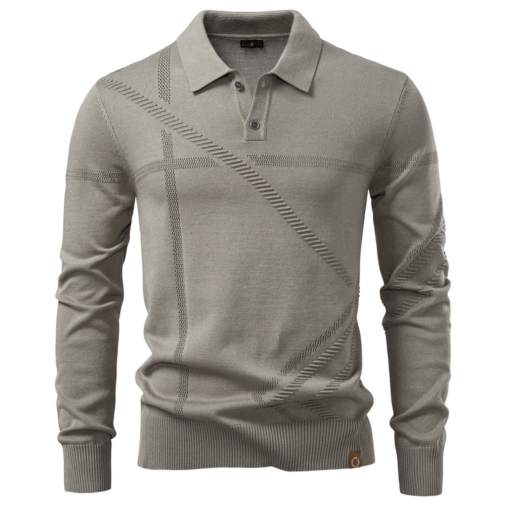 Herren Langarm Poloshirt mit modernem Strukturdesign Echoarchiv