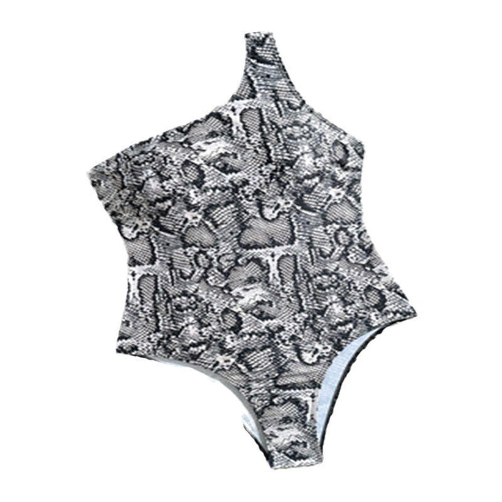 Damen Einteiliger Badeanzug mit asymmetrischem Design und schickem Schlangenmotiv Echo Archiv