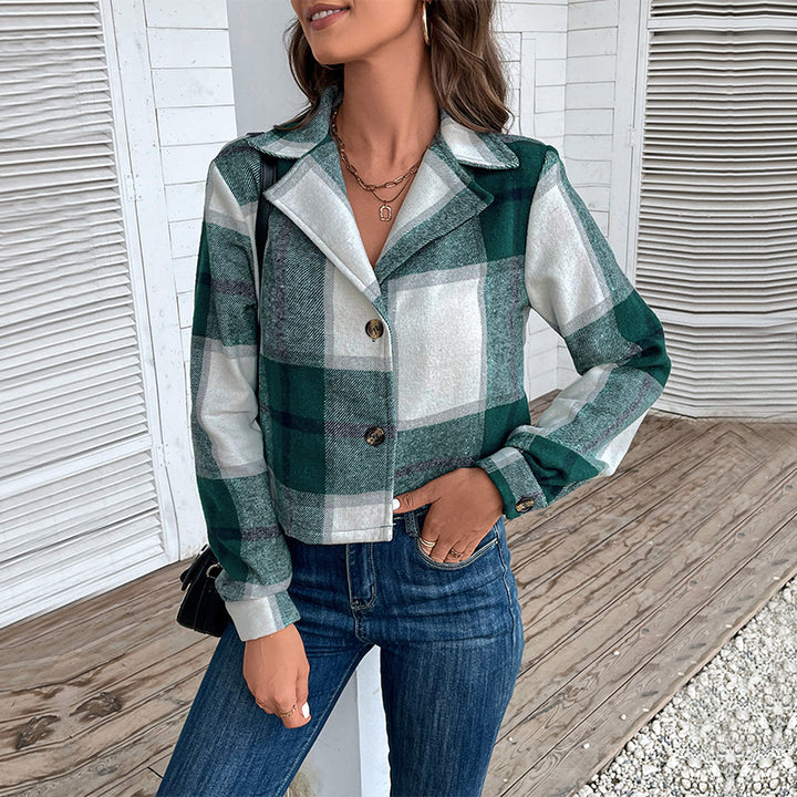 Damen Modische Karierte Jacke Echo Archiv