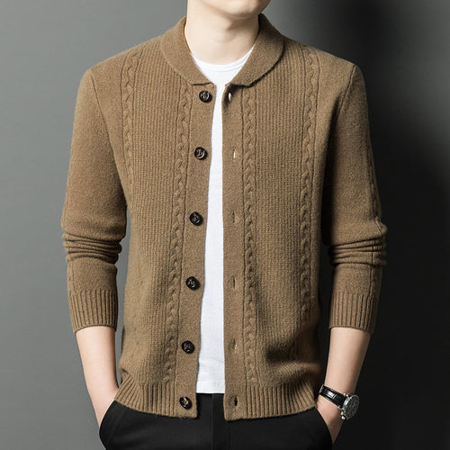 Herren modische Strickjacke mit feiner Struktur und durchgehendem Knopfverschluss Echoarchiv