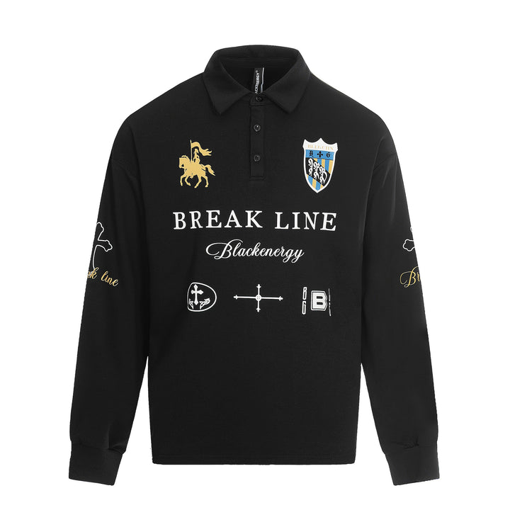 Unisex Rugby-Poloshirt mit Kentkragen, Logoprints und Oversize-Schnitt Echoarchiv