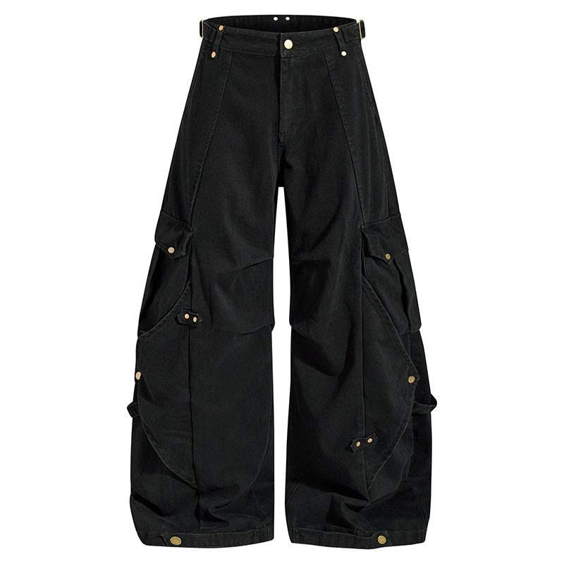 Damen weite Cargo‑Culotte‑Hose mit verstellbaren Riemen, großen Klappentaschen und Ballon‑Silhouette Echoarchiv