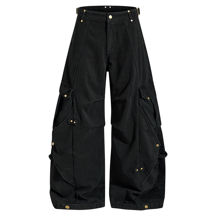Damen weite Cargo‑Culotte‑Hose mit verstellbaren Riemen, großen Klappentaschen und Ballon‑Silhouette Echoarchiv