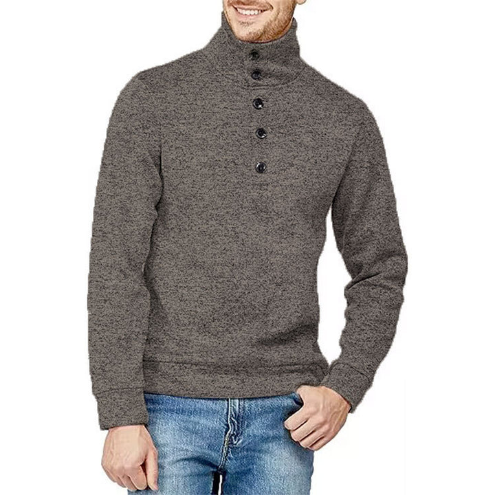Herren Hochwertiger Pullover mit Stehkragen und Knopfdetail Echoarchiv