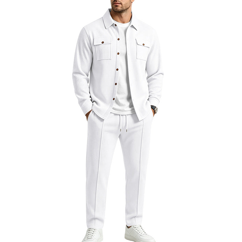Herren Overshirt- und Jogger-Set aus strukturierter Strickqualität Echoarchiv
