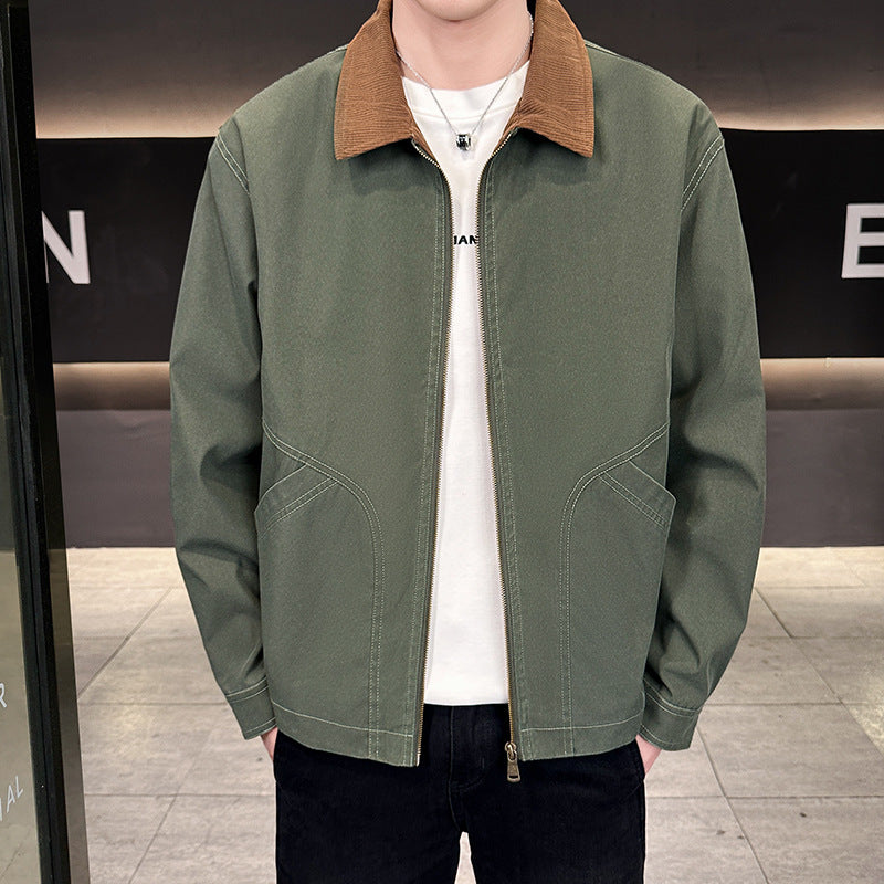 Herren Canvas-Fieldjacke mit Cordkragen, durchgehendem Reißverschluss und ergonomischen Nahtdetails Echoarchiv