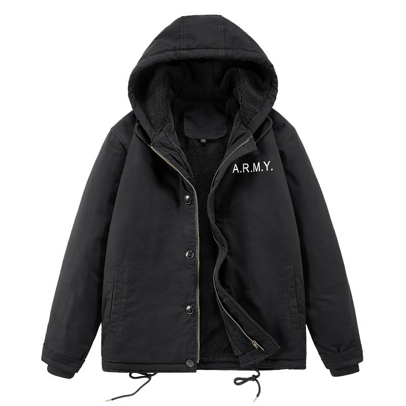 Herren Kurzparka mit Teddyfutter, Kapuze und Zwei-Wege-Reißverschluss – Taviero