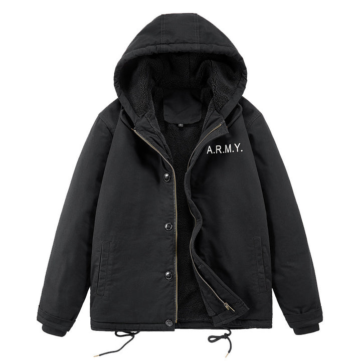Herren Kurzparka mit Teddyfutter, Kapuze und Zwei-Wege-Reißverschluss – Taviero