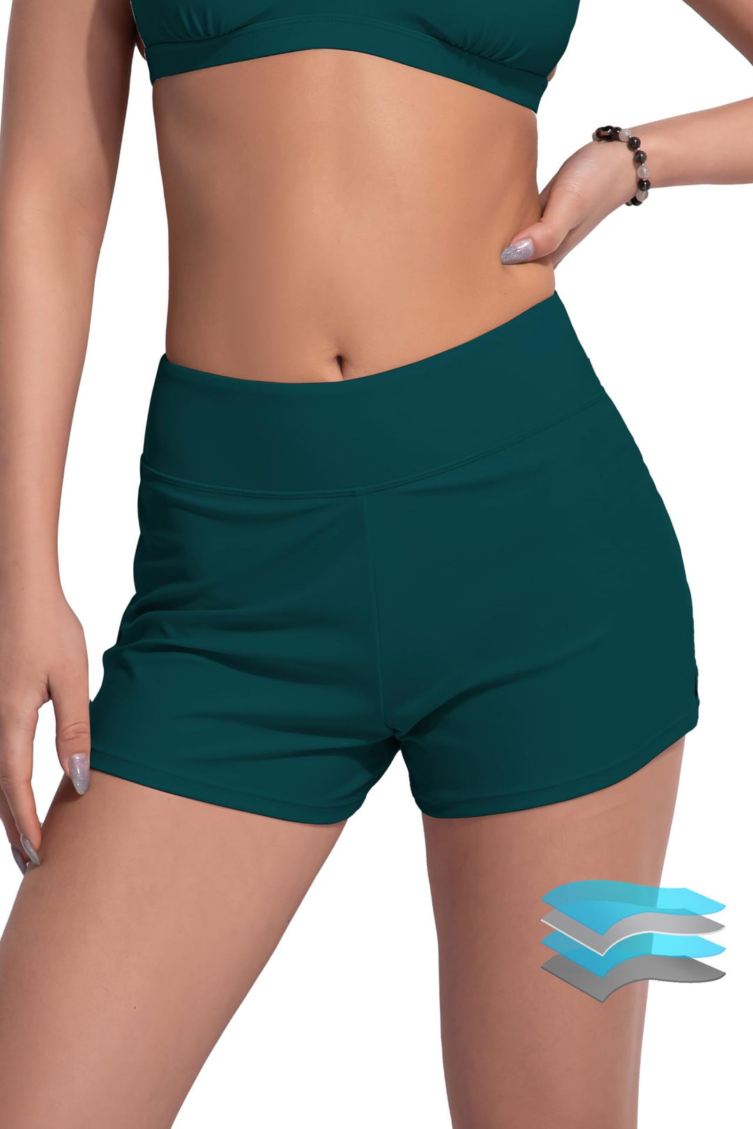 Damen Hochgeschnittene Sport-Badeshorts mit elastischem Bund Echo Archiv