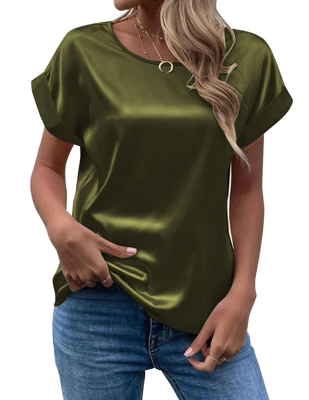 Damen Satin T-Shirt mit elegante Details Echo Archiv