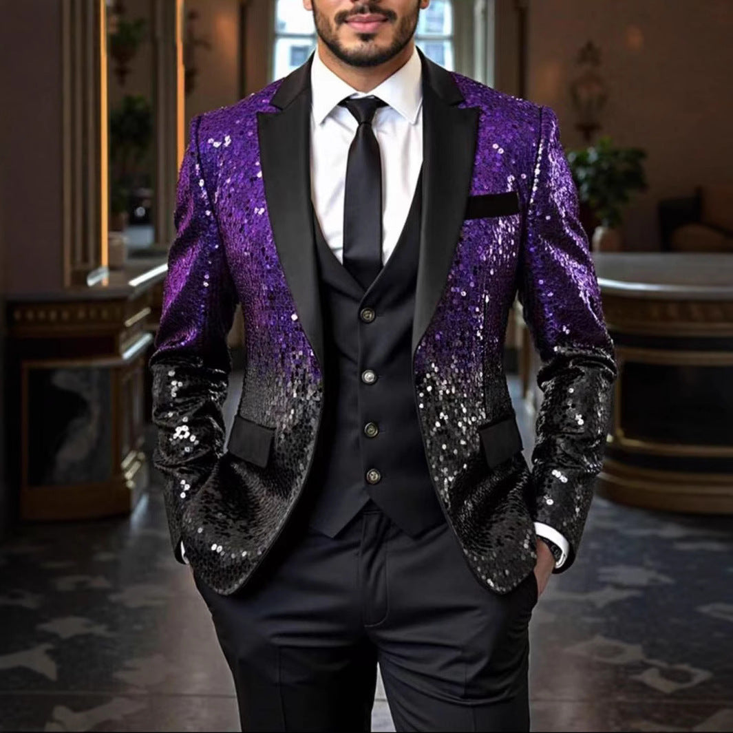 Herren eleganter Paillettenblazer mit modernem Schnitt Echoarchiv