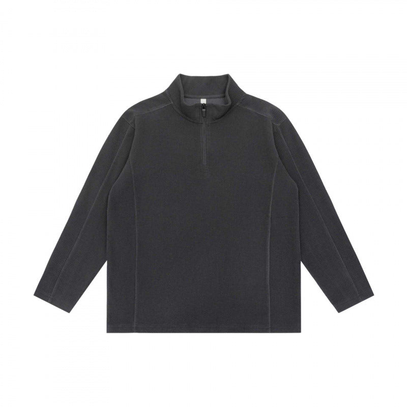 Unisex Texturierter Half‑Zip‑Strickpullover im Boxy‑Schnitt mit Stehkragen Echo Archiv