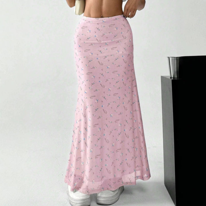 Damen Maxirock mit floralem Print und eleganter Transparenz Echo Archiv