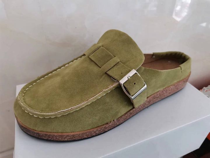 Damen Mokassin-Mule mit verstellbarer Schnalle und Kork-Plateau – Avérine
