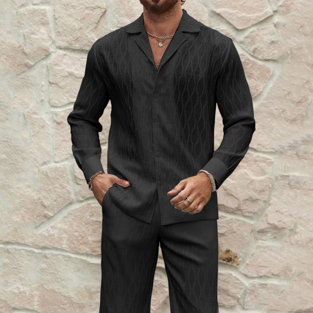 Herren eleganter Set mit feinem Strukturmuster und komfortablem Schnitt Echoarchiv