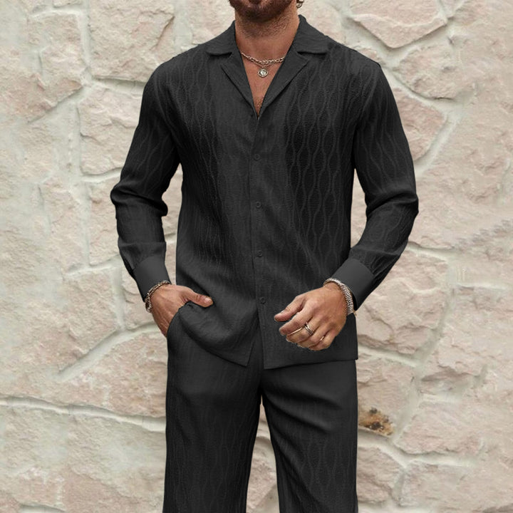 Herren eleganter Set mit feinem Strukturmuster und komfortablem Schnitt Echoarchiv