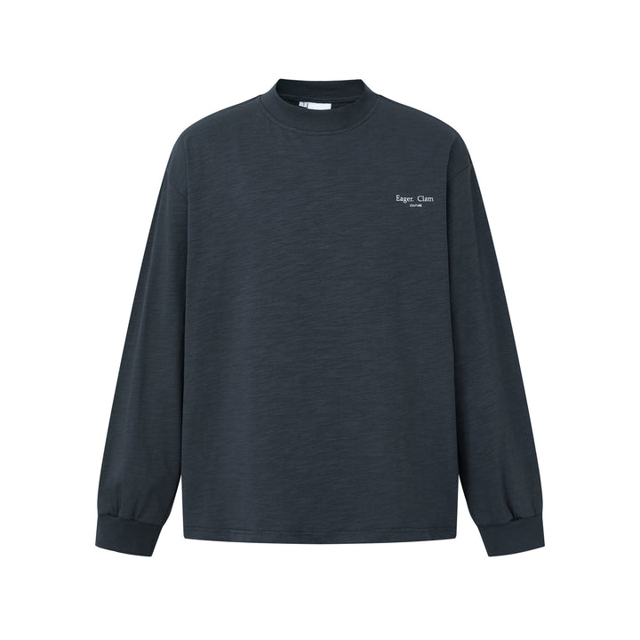 Unisex Oversize-Langarmshirt mit Slub-Baumwolle und halbhohem Rollkragen Echoarchiv