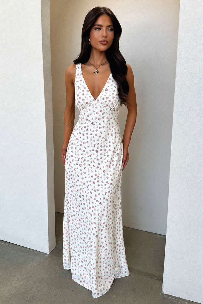 Damen Maxikleid mit V-Ausschnitt und Verspieltem Blumenmuster Echo Archiv
