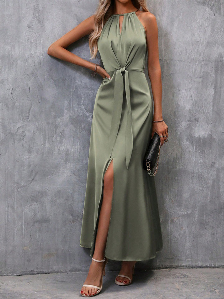 Damen Maxikleid mit elegantem Schlitz und bindbarem Oberteil Echo Archiv