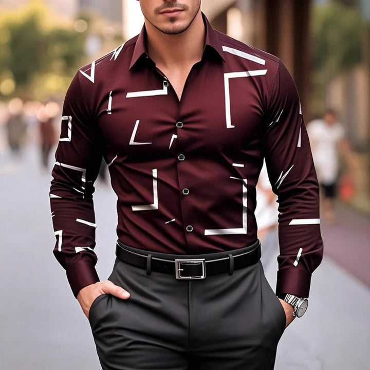 Herren modisches Langarmhemd mit geometrischem Design Echoarchiv