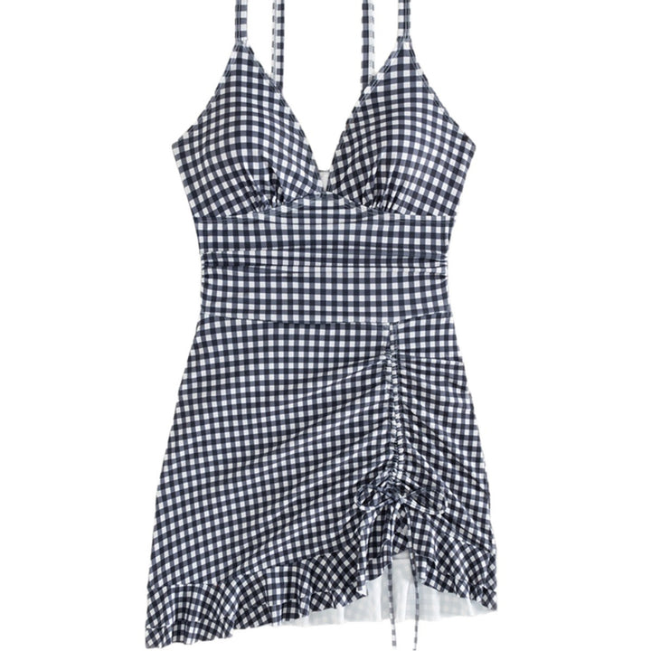Damen Strandkleid mit modischen Raffungselementen und femininem V-Ausschnitt Echo Archiv
