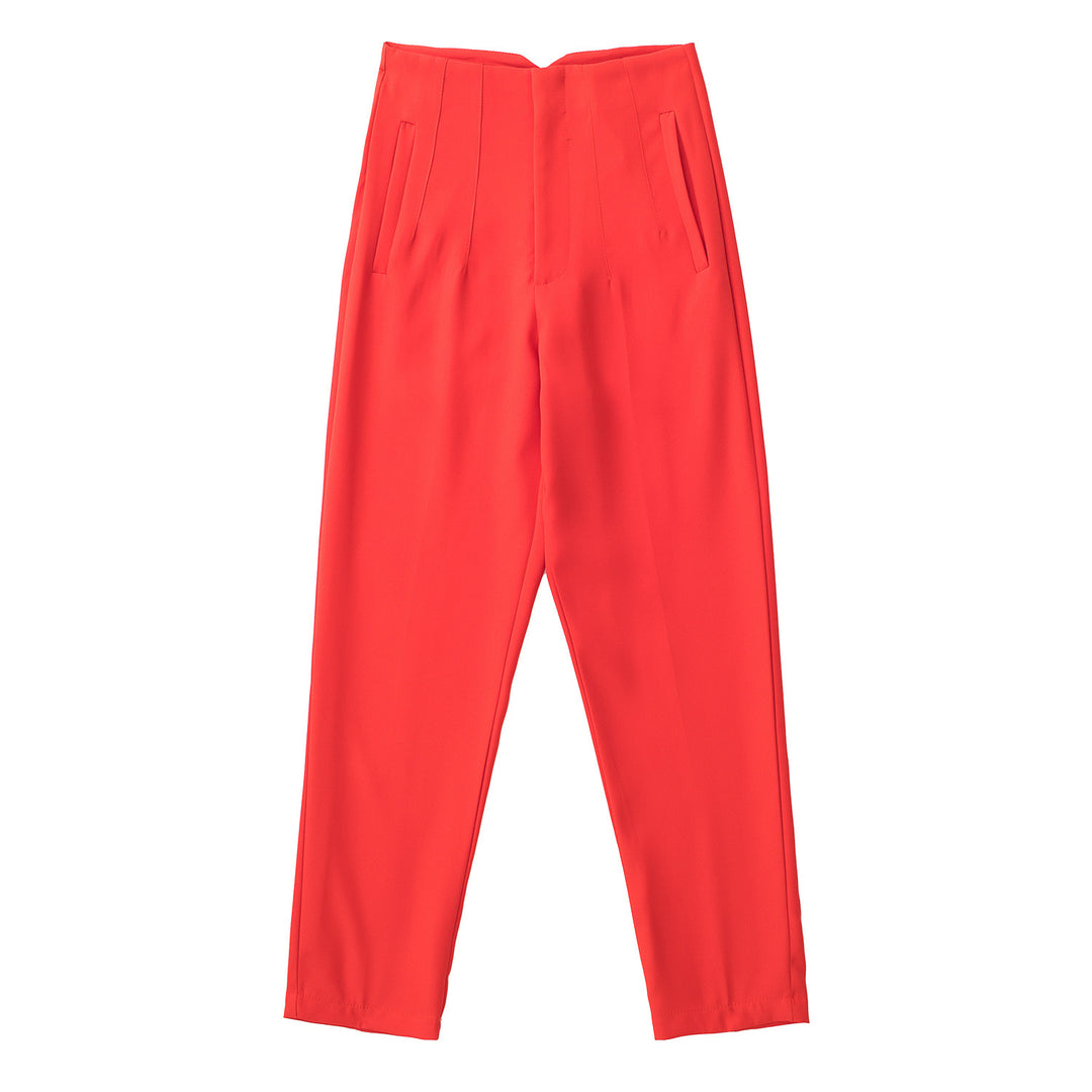 Damen Hochtaillierte tapered Anzughose mit Bügelfalte und Paspeltaschen Echo Archiv