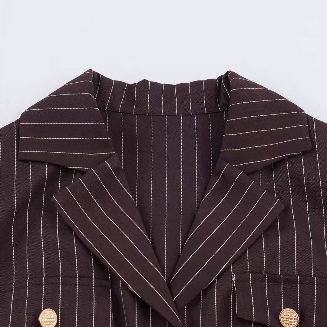 Damen Hemdblusenkleid im Nadelstreifen-Look mit Taillengürtel Echoarchiv