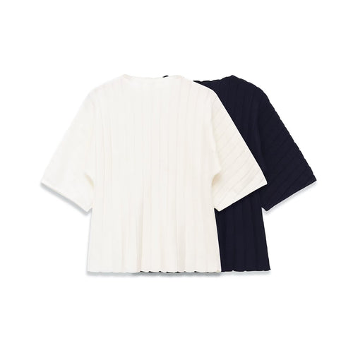 Damen Strickoberteil mit eleganter Textur und kurzem Arm Echo Archiv