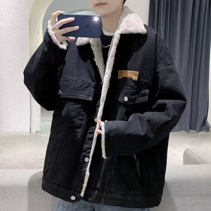 Damen Lässige Denimjacke mit Fleece-Innenfutter Echoarchiv
