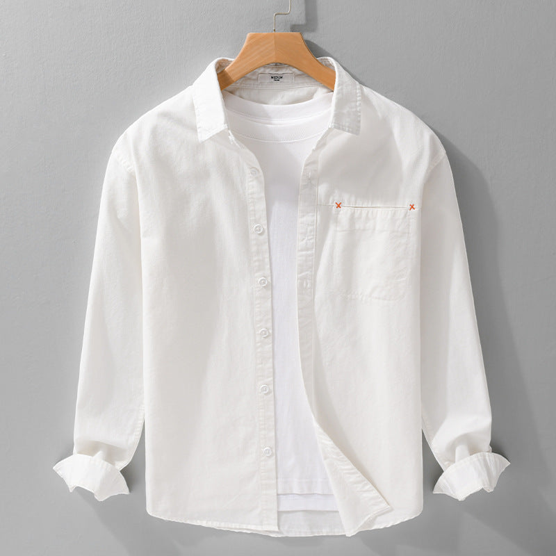 Herren Leichtes Baumwoll-Layering-Overshirt mit tonaler Brusttasche und Soft‑Touch‑Finish Echoarchiv